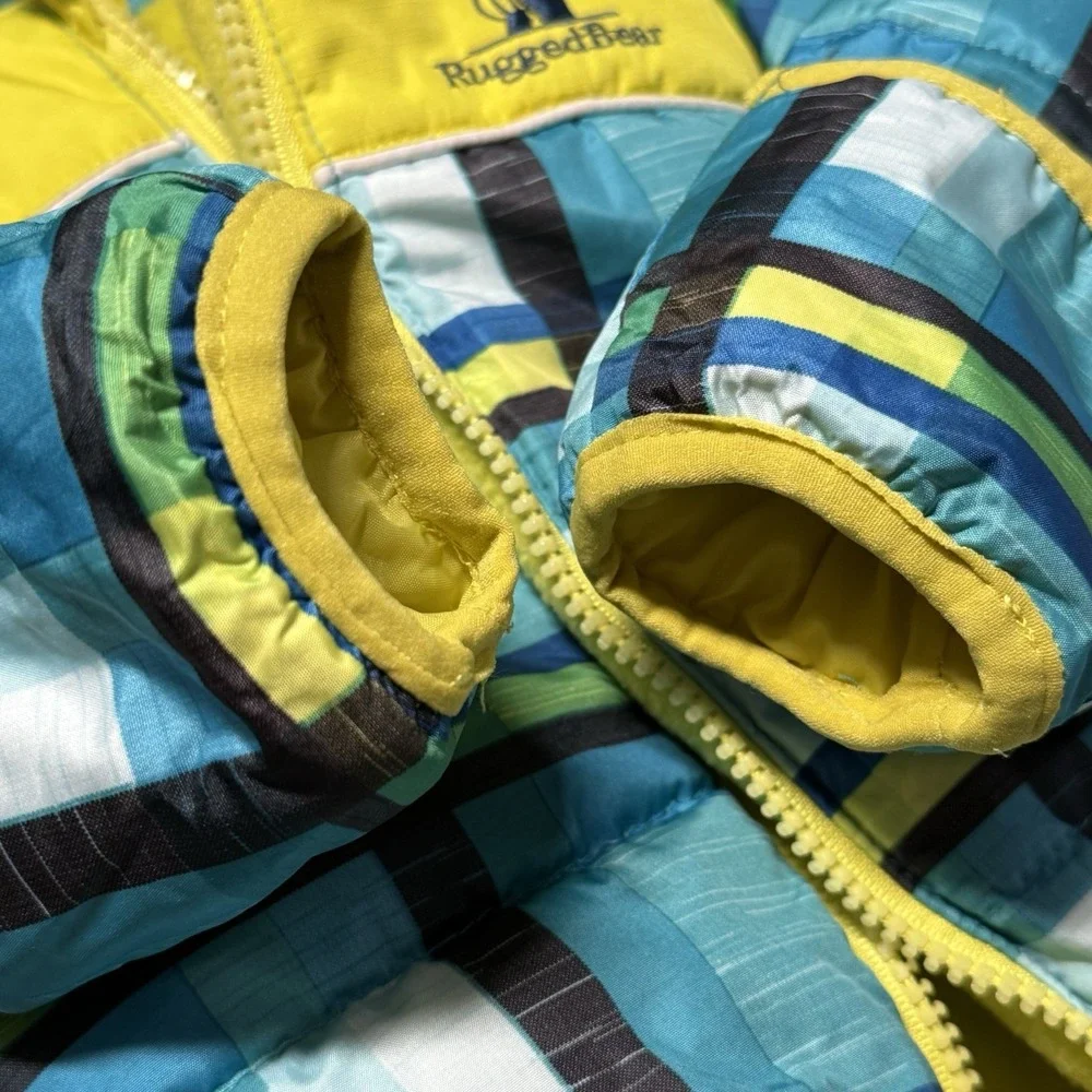 Rugged Bear‎ Snowsuit 6-9 Months Blue Green Plaid Insulated Hand/feet Covers